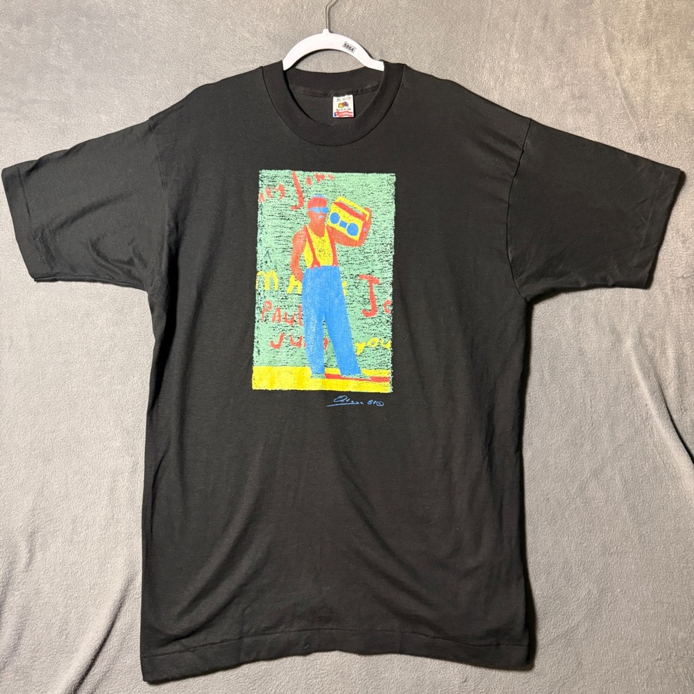 Vintage 90s Boombox Graphic T-Shirt Single Stitch XL USA Made